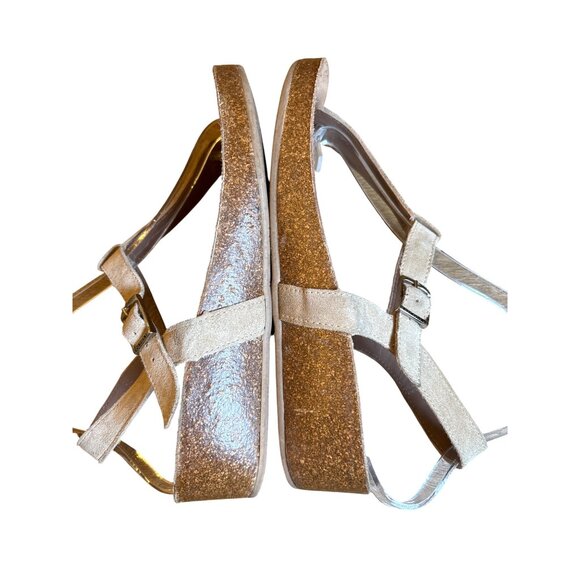 Cordani Sandals Size 39 EU 8-8.5 US Taupe Suede Gene Fishermnan Wedge Thong - Picture 7 of 9